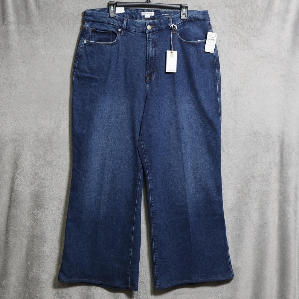 Good American Jeans Womens 36x29 Blue Good Skate Denim High Rise Wide Leg Baggy
